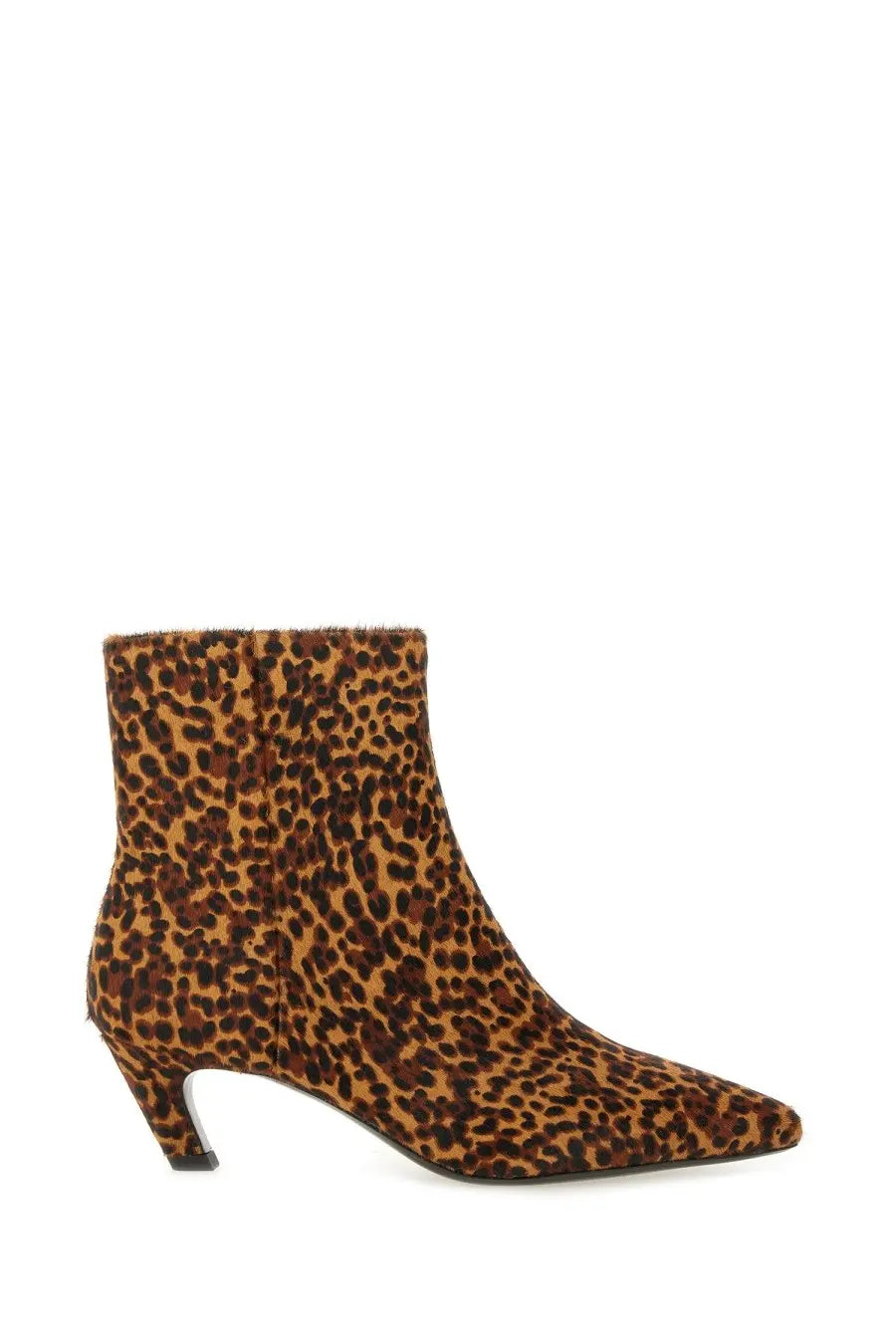 Tan and brown leopard-print suede ankle boot with low block heel ash womens boot vicky pattern
