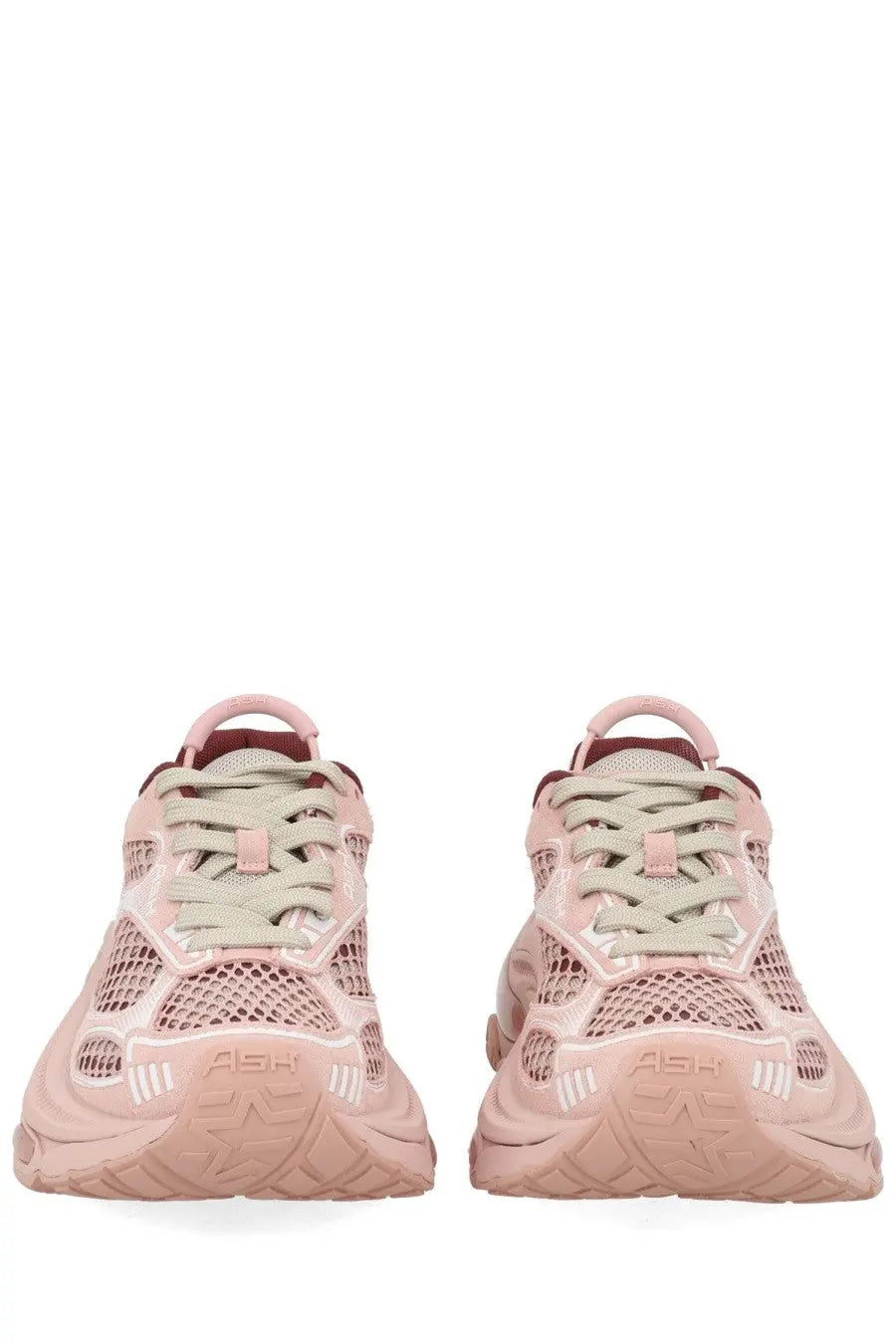 Ash women’s dragon sneaker blue pink mesh sneakers with chunky sole and subtle side branding in front view