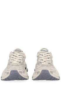 Beige mesh ash women’s dragon sneaker grey showing back side with gray rubber soles and ash branding on the heel