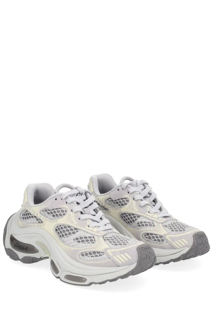 Ash women’s dragon sneaker grey in cream and gray mesh with chunky retro-inspired design