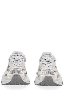 Back view of ash women’s dragon sneaker grey white and gray mesh with chunky sole and ash logo on the heel