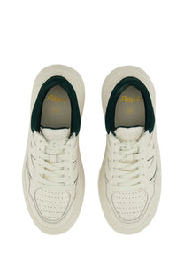 Ash women’s iconic sneaker white with white leather, dark green accents, and gold branding on the insole