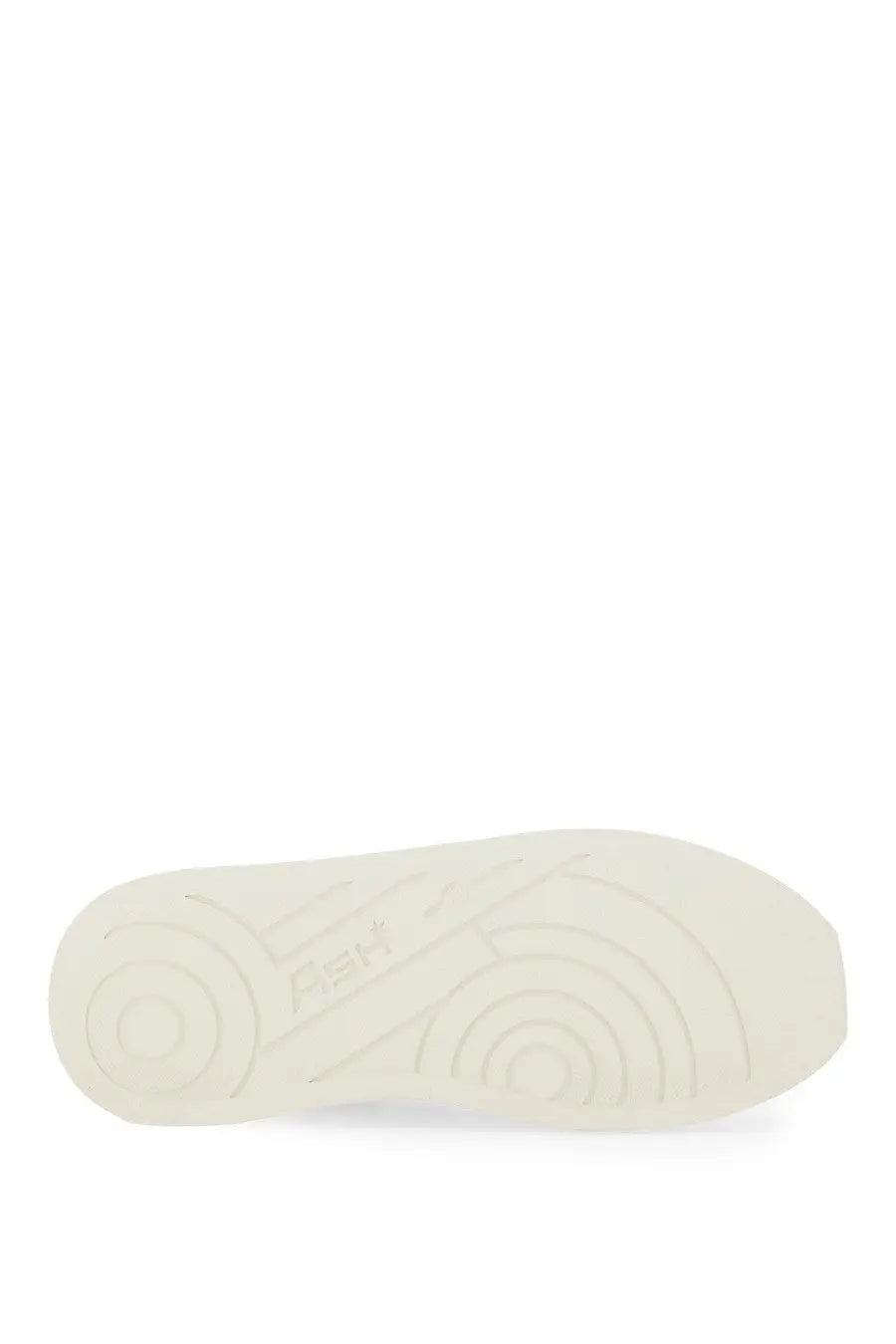 Cream-colored rubber sole with embossed circular tread and marr logo on ash women’s icons combo sneaker white