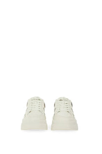 Ash women’s icons combo sneaker white leather with chunky sole and subtle perforated detailing in front view