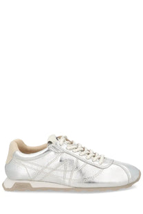Ash women’s killbill sneaker silver low-top with silver metallic leather beige laces and subtle stitching details
