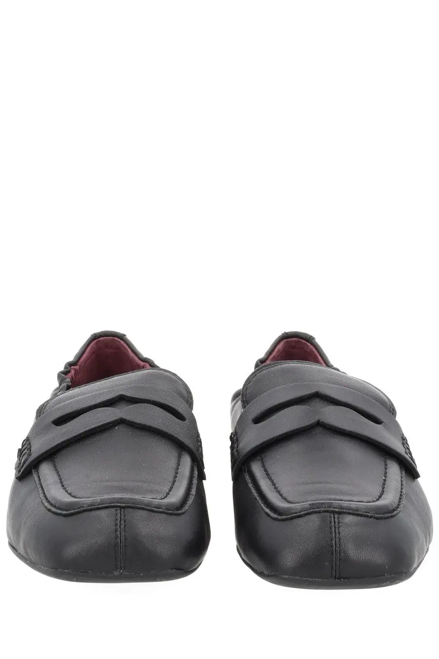 Ash women’s moccasin barkley black black leather loafers with classic slip-on design and burgundy lining