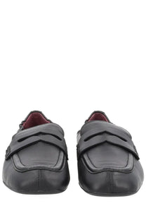 Ash women’s moccasin barkley black black leather loafers with classic slip-on design and burgundy lining