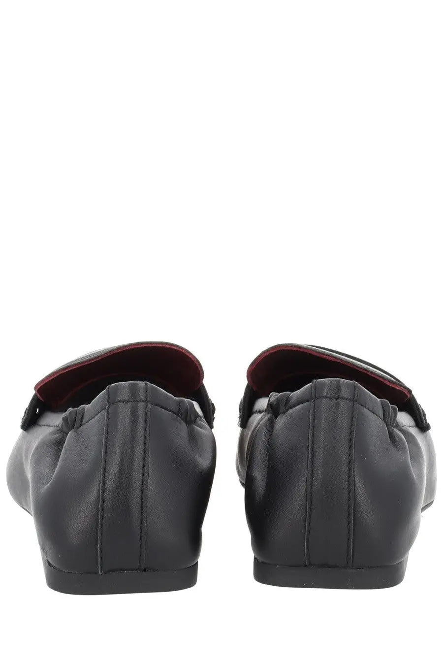 Ash women’s moccasin barkley black leather loafers with subtle sheen and contrasting burgundy lining
