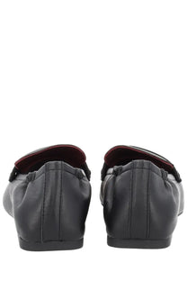 Ash women’s moccasin barkley black leather loafers with subtle sheen and contrasting burgundy lining