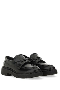 Ash women’s moccasin miracle black patent leather loafers with chunky platform sole and stitched detailing