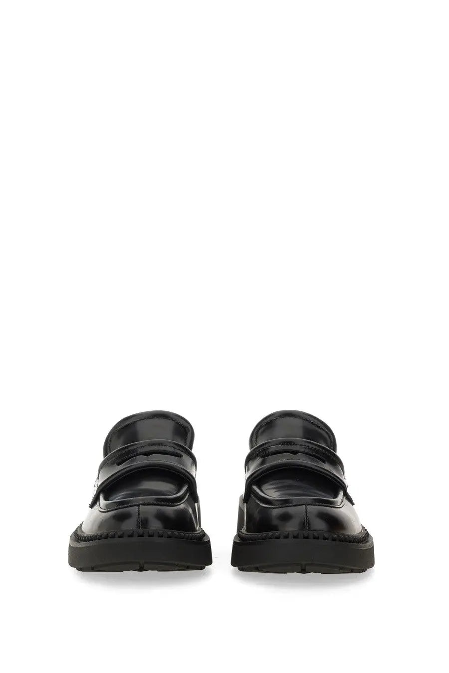 Ash women’s moccasin miracle black black patent leather loafers with chunky rubber sole and two velcro straps