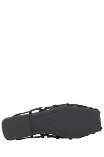 Ash womens mule bone black flat sole leather sandal with crisscross strap design