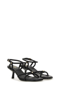 Ash women’s sandal jess bis black braided leather sandals with gold-tone hardware and slender heel