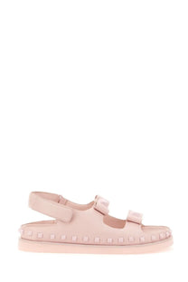 Ash women’s sandal ursula blue pastel pink platform sandal with glossy finish adjustable straps bows and square studs