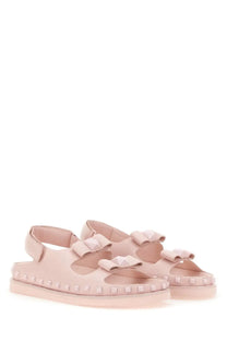 Pink leather sandals with bow details and studded edges from ash womens sandal ursula blue collection