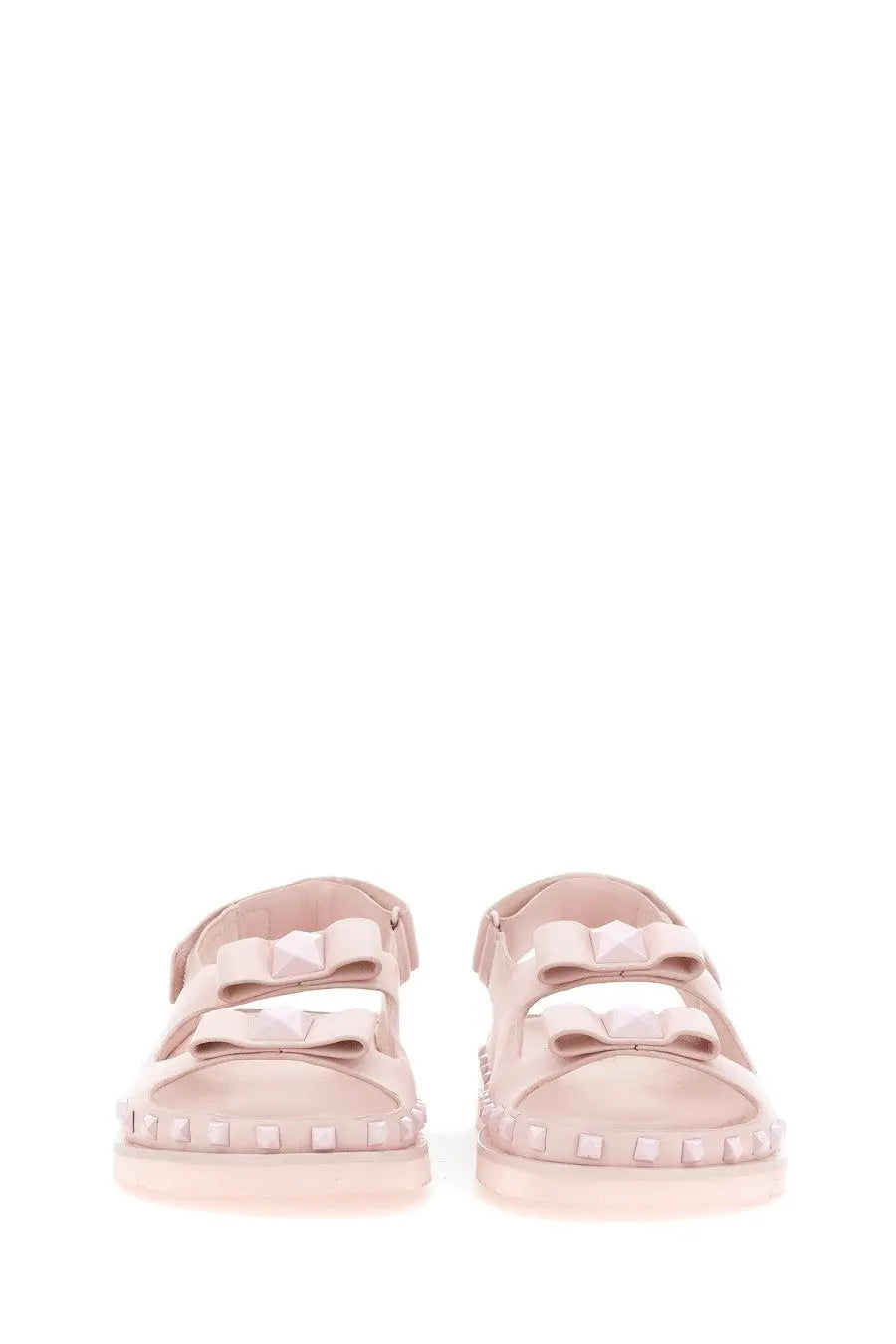 Pink valentino sandals with bow details and studded edges shown from the back for ash women’s sandal ursula blue product