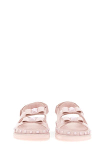 Pink valentino sandals with bow details and studded edges shown from the back for ash women’s sandal ursula blue product