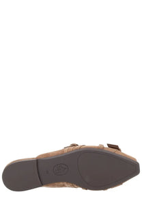 Ash women’s sandalo brigit beige tan suede mule sandal with braided leather straps and pointed toe