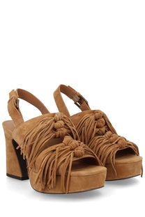 Ash women’s sandalo con tacco oprah beige tan suede platform sandals with braided fringe and chunky heel
