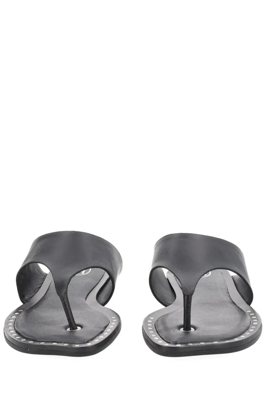 Ash women’s sandalo genius black black leather thong sandals with minimalist design and silver stud detailing