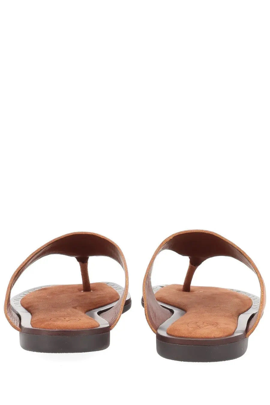 Brown leather thong sandals ash women’s sandalo infradito genius with suede insole and black rubber sole