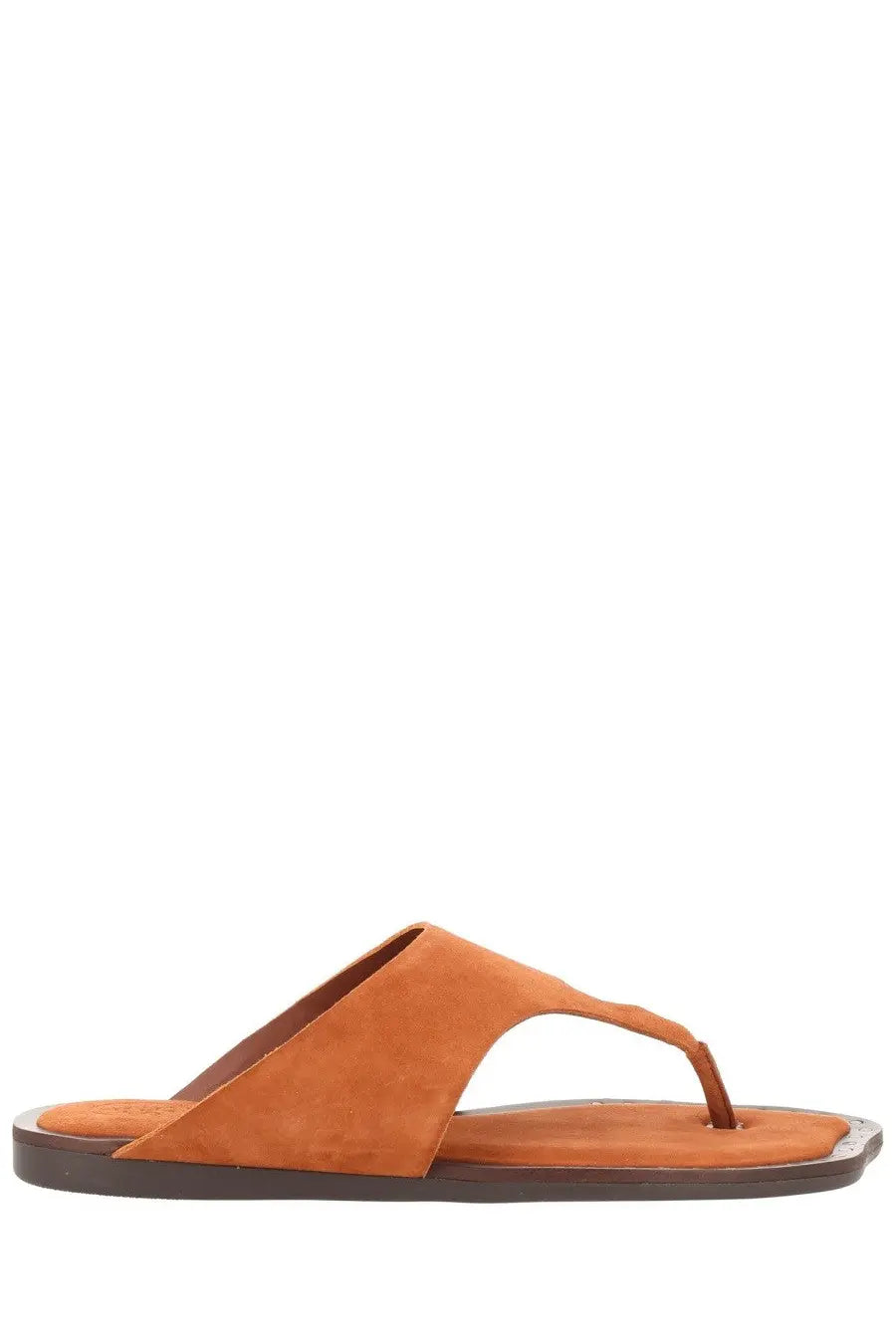 Ash women’s sandalo infradito genius brown tan suede thong sandal with flat dark brown sole