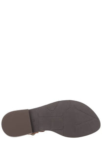 Back side of ash womens sandalo phanny brown sandal showing brown rubber sole with embossed logo and heel tab