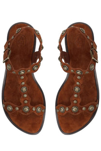 Ash women’s sandalo phanny brown brown suede sandals with silver toned circular studs along the straps