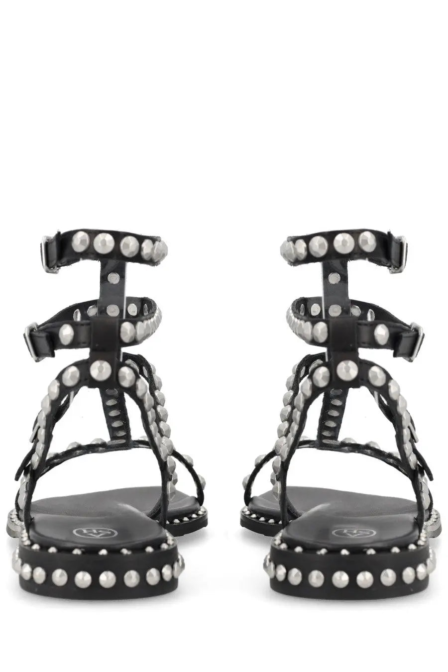 Ash women’s sandalo play black studded sandals with silver-toned beads on straps and sole
