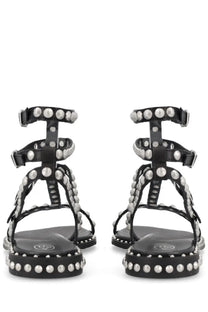 Ash women’s sandalo play black studded sandals with silver-toned beads on straps and sole