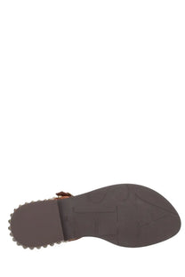 Ash women’s sandalo play brown brown leather sandal with studded sole and embossed logo