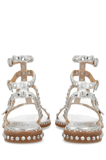 Ash women’s sandalo play silver silver studded gladiator sandals with tan leather sole and adjustable straps