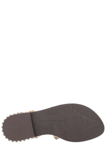 Ash women’s sandalo precious beige featuring a brown rubber sole with silver studs and embossed logo details