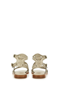 Beige perforated leather ash women’s sandalwood paprika white sandals with star-shaped cutouts and adjustable straps