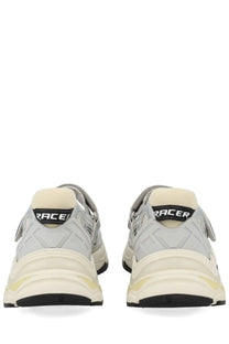 Ash womens sneaker rolls grey showing back with gray cream chunky sneakers textured upper and black racer heel branding