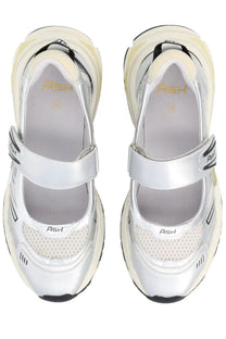 Ash women’s sneaker rolls grey silver and cream chunky platform sneakers with mesh upper velcro strap and black accents