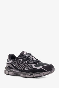 Asics men’s gel nyc mesh sneakers grey with black and gray mesh and synthetic overlays and chunky midsole design