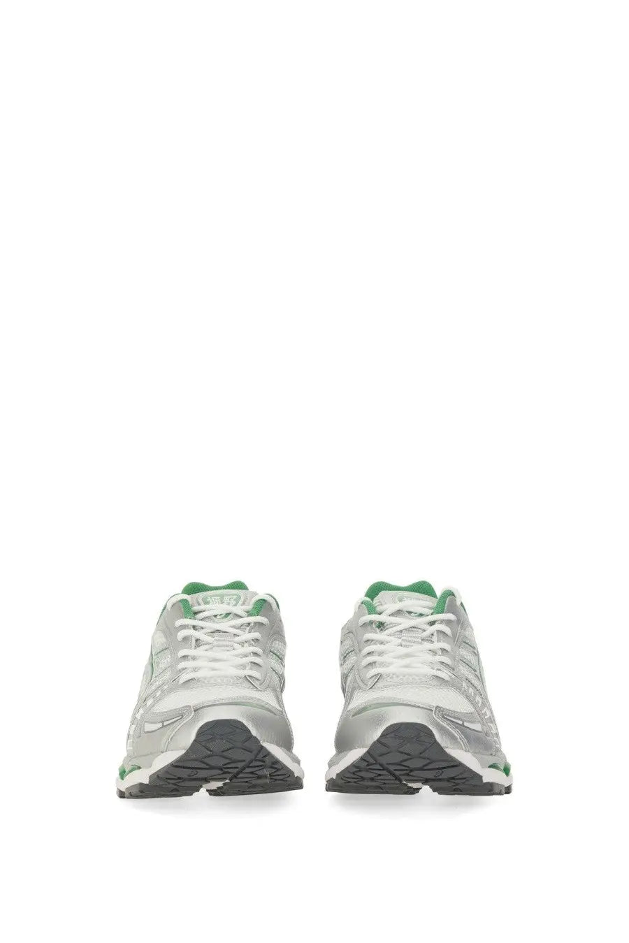 Silver and green asics unisex gel kayano sneaker with sleek modern design for athletic use