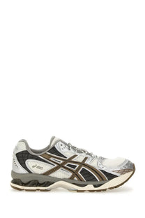 Asics unisex gel nimbus sneaker grey silver and black running shoe with mesh upper brown accent stripes cushioned sole