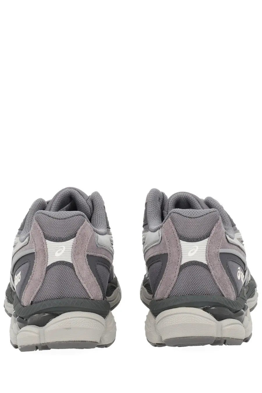 Asics unisex gel nyc sneaker grey with gray and black textured mesh upper suede accents and white branding details