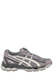 Asics unisex gel nyc sneaker grey with gray and white suede upper mesh panels and chunky rubber sole