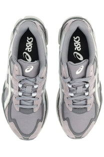 Asics unisex gel nyc sneaker grey with gray and white mesh and suede upper featuring brand logo on tongue