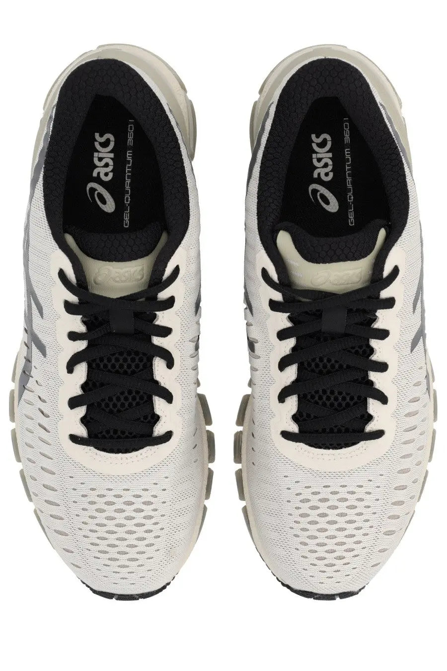 Asics unisex gel quantum sneaker in white and black with breathable mesh upper and segmented midsole for running