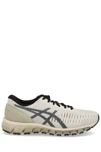 Asics unisex gel quantum sneaker white running shoe with black laces gray logo breathable mesh upper translucent midsole