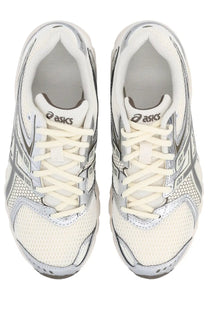 Asics unisex sneaker gel ds trainer beige with white and silver mesh upper lace-up design and branded logo on tongue
