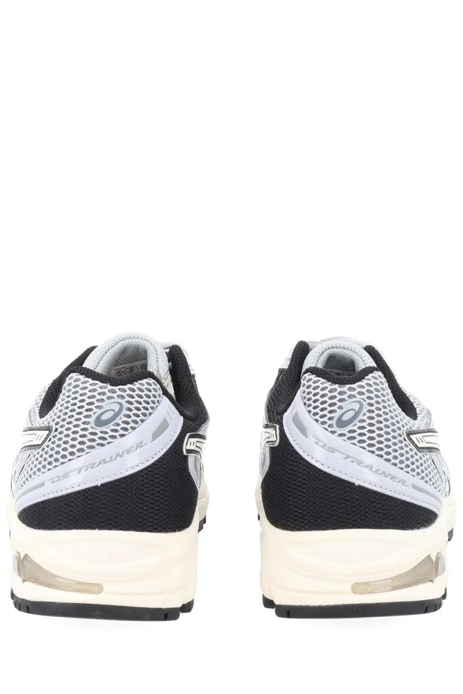 Asics unisex sneaker gel ds trainer in black and silver with mesh upper rubber sole and visible air cushioning units