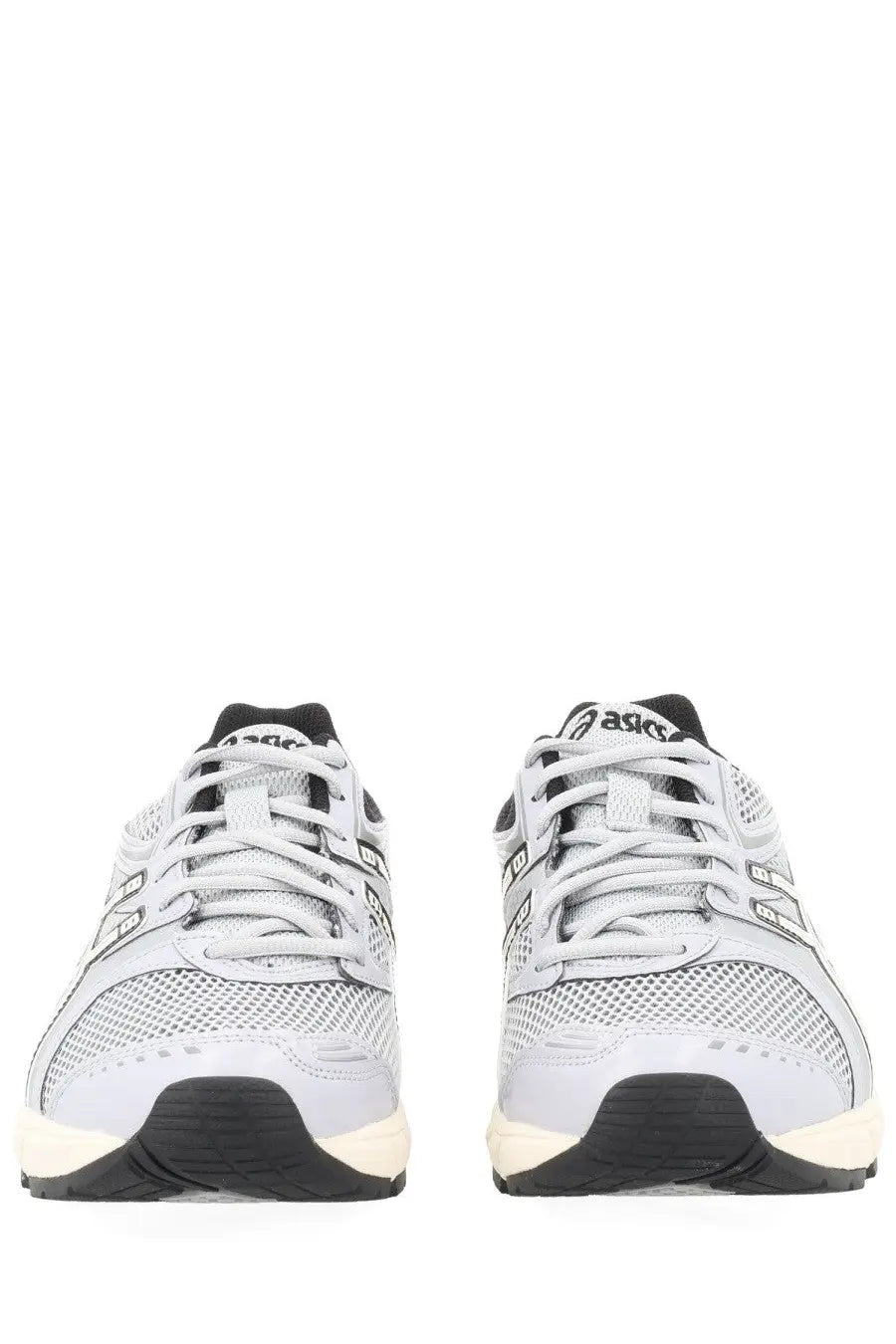 Asics unisex gel ds trainer grey sneaker with light gray and black mesh uppers and white midsoles in retro design