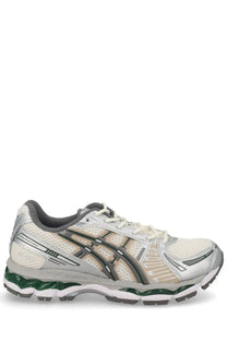 Asics unisex sneaker gel kayano 26 running shoe in white silver and green with mesh upper and rubber outsole