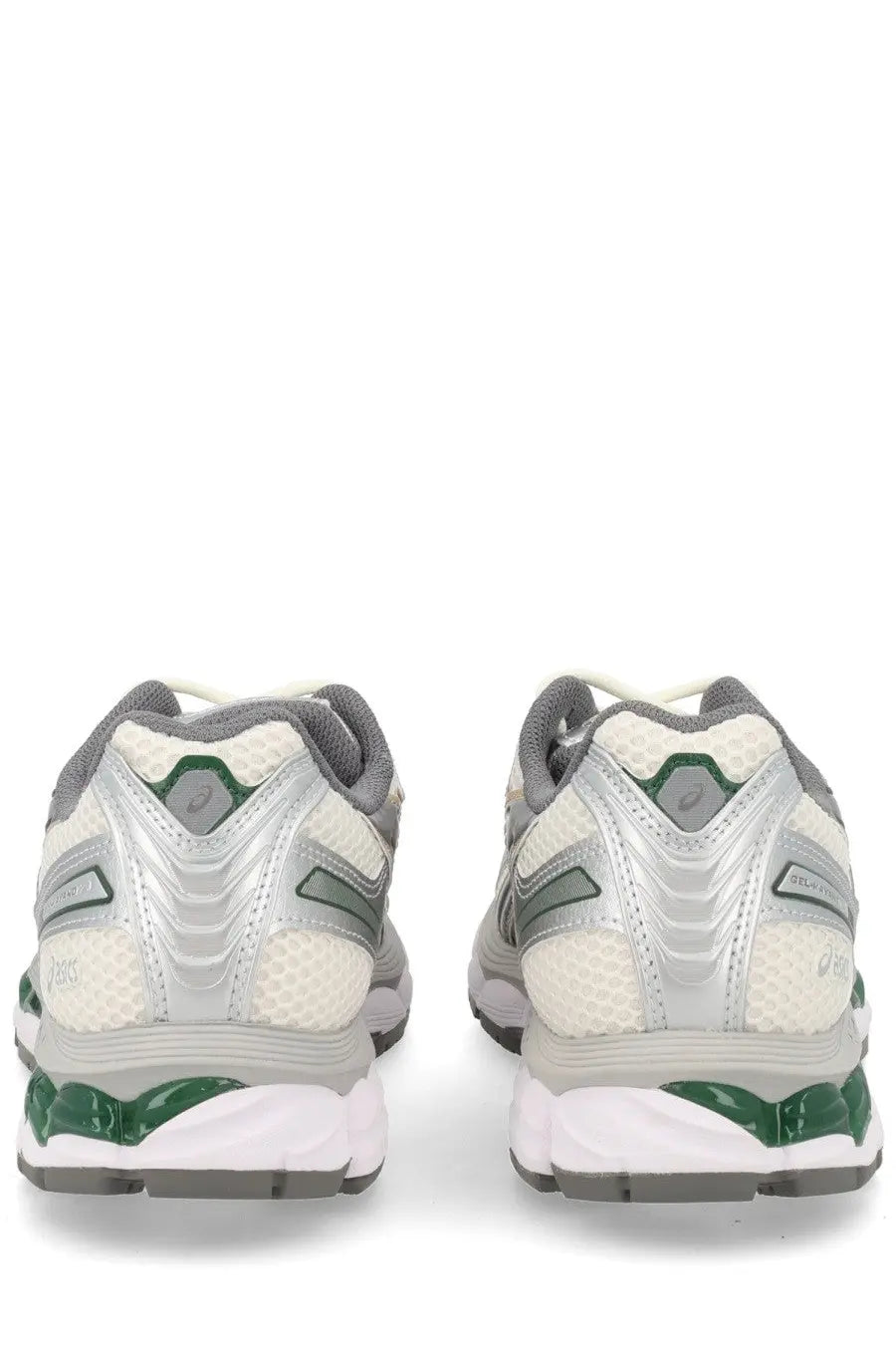 Asics unisex sneaker gel kayano beige silver and green running shoes with mesh and synthetic overlays