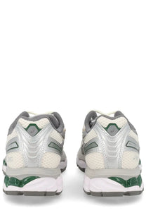 Asics unisex sneaker gel kayano beige silver and green running shoes with mesh and synthetic overlays